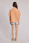 Daisy Embroidered Button Down Blouse- Ripe Peach