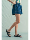 Denim Drawstring Shorts- Dark Wash