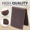 Bi-Fold Slim Leather Wallet- Dark Brown