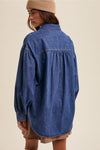 Denim Heart Oversized Shirt Jacket- Indigo