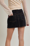 Yoke Front Denim Mini Skirt- Blackwash