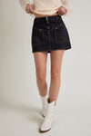 Yoke Front Denim Mini Skirt- Blackwash
