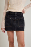 Yoke Front Denim Mini Skirt- Blackwash