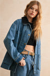 Denim Utility Jacket- Black Collar