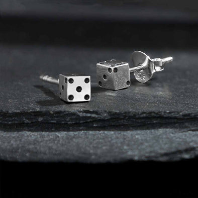 Sterling Silver TIny Dice Stud Earrings