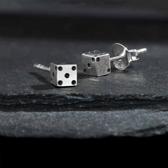 Sterling Silver TIny Dice Stud Earrings