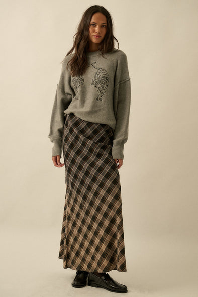 Fade to Black Plaid Maxi Skirt