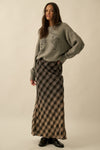 Fade to Black Plaid Maxi Skirt