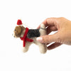 Felted Wool Dog w/ Santa Hat & Scarf