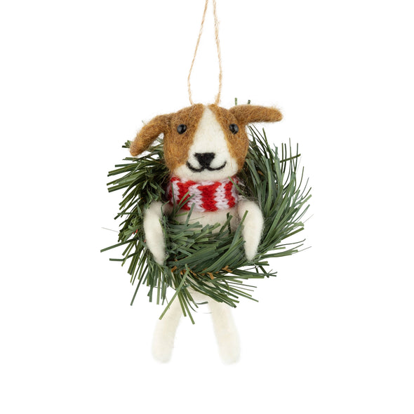 Felt Dog w/ Wreath