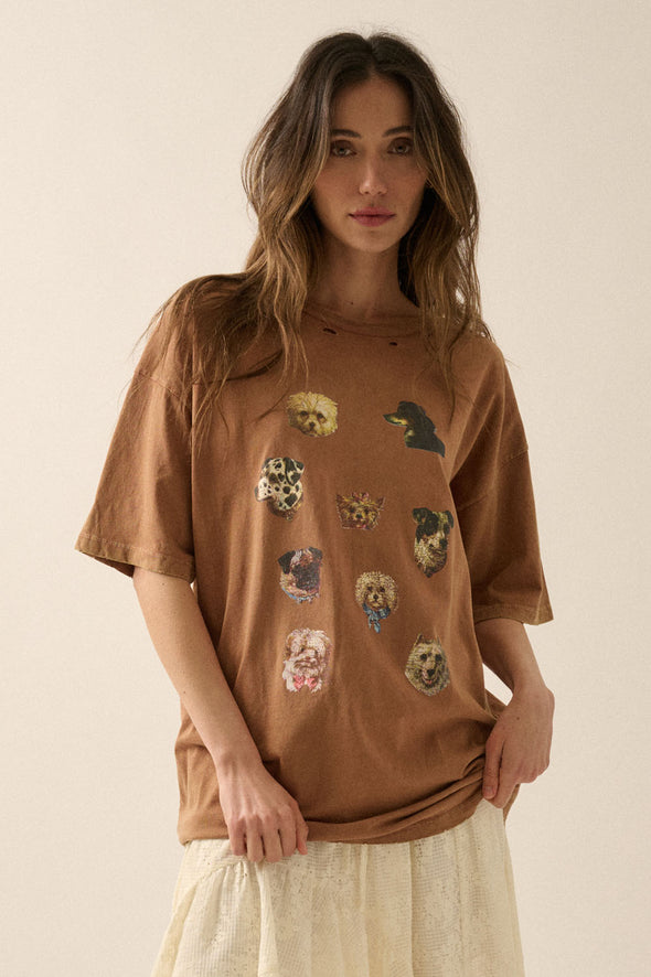 Dog Portraits Tee- Garment Washed Toffee