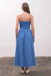 Capris Strapless Maxi Dress- Blue Stripe