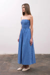 Capris Strapless Maxi Dress- Blue Stripe