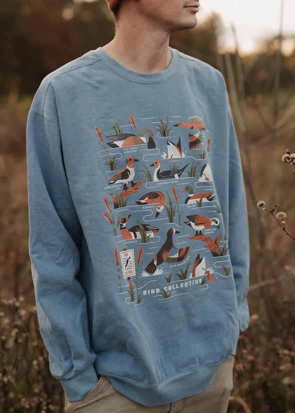 Dabbling Ducks Crewneck Sweatshirt- Blue