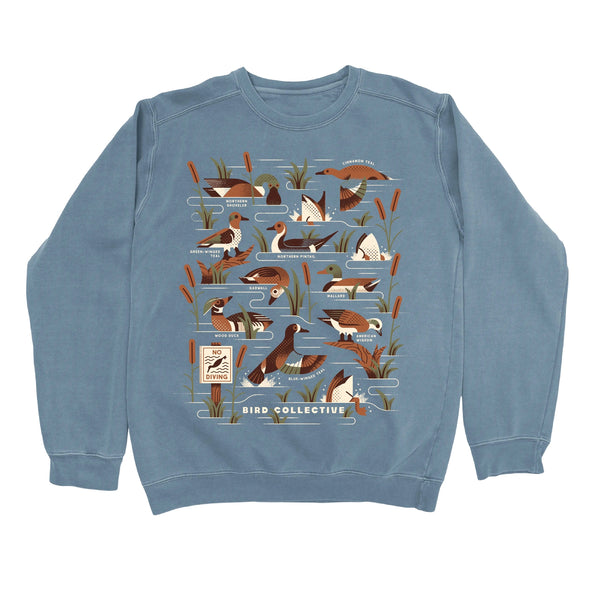 Dabbling Ducks Crewneck Sweatshirt- Blue