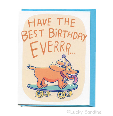 Best Birthday Dog on Skateboard Greeting Card