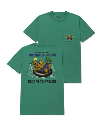 Escape to Nature Bear Pocket Tee- Green