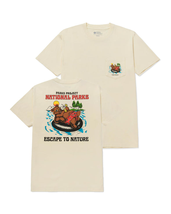 Escape to Nature Bear Pocket Tee- Natural