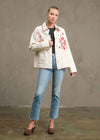 Embroidered Folk Jacket- Cream/Red