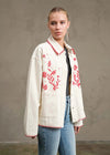Embroidered Folk Jacket- Cream/Red
