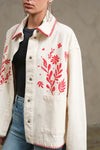 Embroidered Folk Jacket- Cream/Red