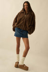 Faux Fur Zip-Up Collared Pocket Jacket
