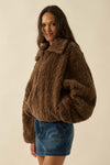 Faux Fur Zip-Up Collared Pocket Jacket