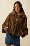 Faux Fur Zip-Up Collared Pocket Jacket