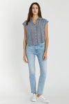 Boxy Cropped Gingham Button Up Top