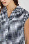 Boxy Cropped Gingham Button Up Top