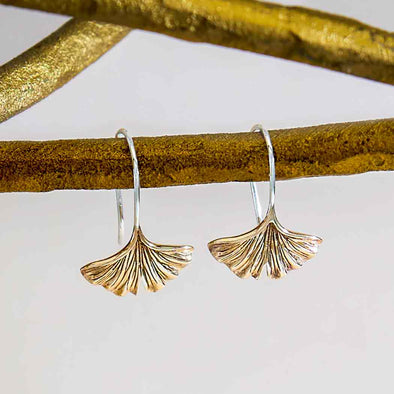 Bronze Ginkgo Leaf Earrings
