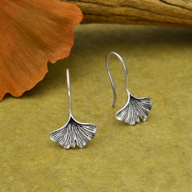 Sterling SIlver Ginkgo Leaf Earrings