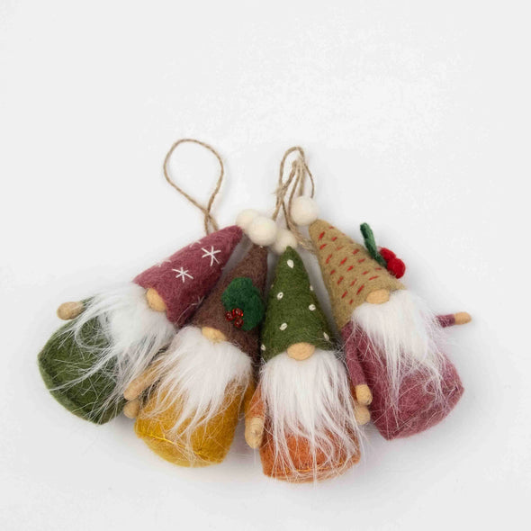 Felted Wool Gnome Ornaments