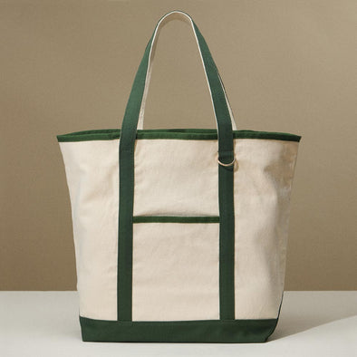 Large Canvas Tote Shoulder Bag- Green