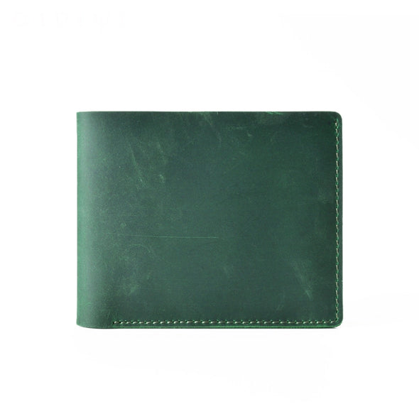 Bi-Fold Slim Leather Wallet- Green