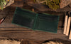 Bi-Fold Slim Leather Wallet- Green