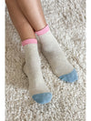 Le Bon Color Block Girlfriend Socks- Grey Pink