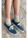 Le Bon Color Block Girlfriend Socks- Grey Pink
