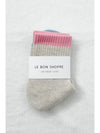 Le Bon Color Block Girlfriend Socks- Grey Pink