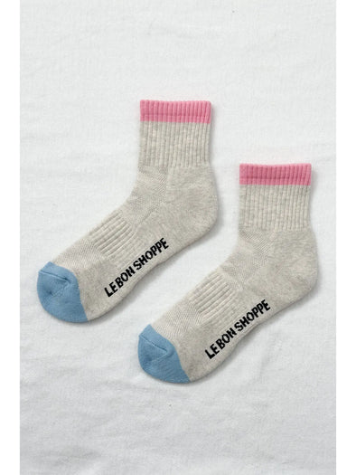 Le Bon Color Block Girlfriend Socks- Grey Pink