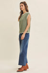 Contrast Rolled Edge Sleeveless Sweater- Hazel Green