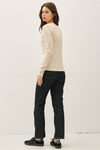 Stitched Thermal Henley Top- Oatmeal