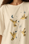 Hummingbirds Tee- Garment Washed White