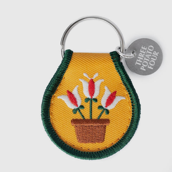 Patch Embroidered Key Chain- Potted Tulips