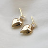 Puff Heart Gold & CZ Stud Earrings