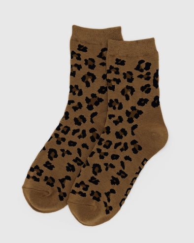 Baggu Crew Socks- Dark Leopard