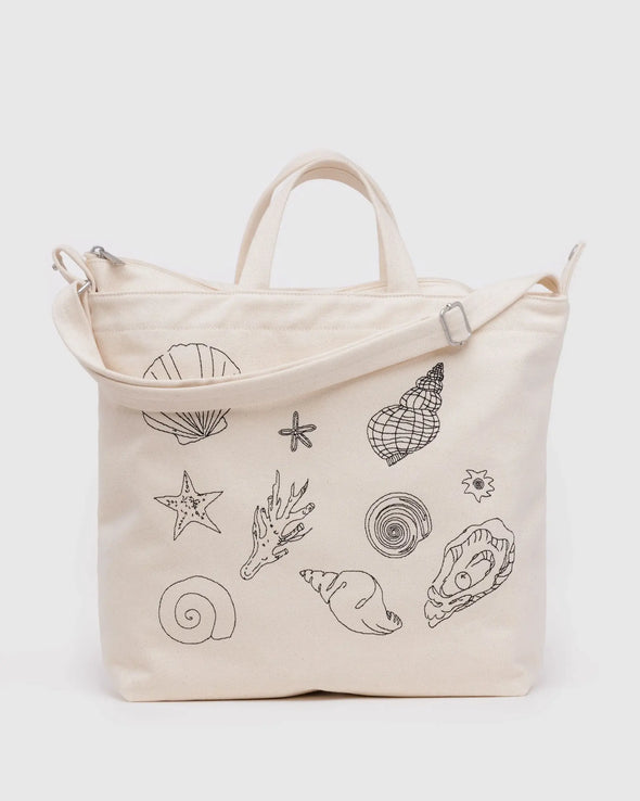 Baggu Horizontal Zip Duck Bag- Embroidered Sea Shells