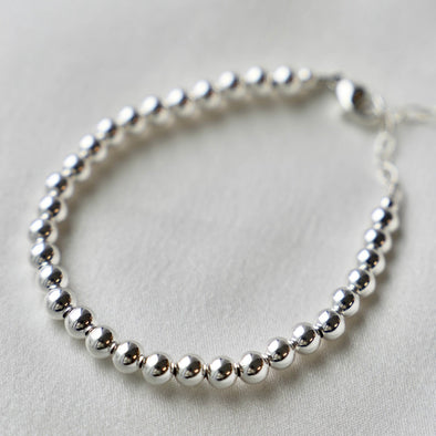 Silver Filled Beaded Bracelet- 5mm