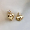Puff Heart Gold & CZ Stud Earrings