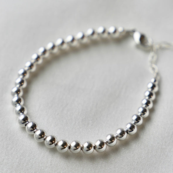 Silver Filled Beaded Bracelet- 4mm